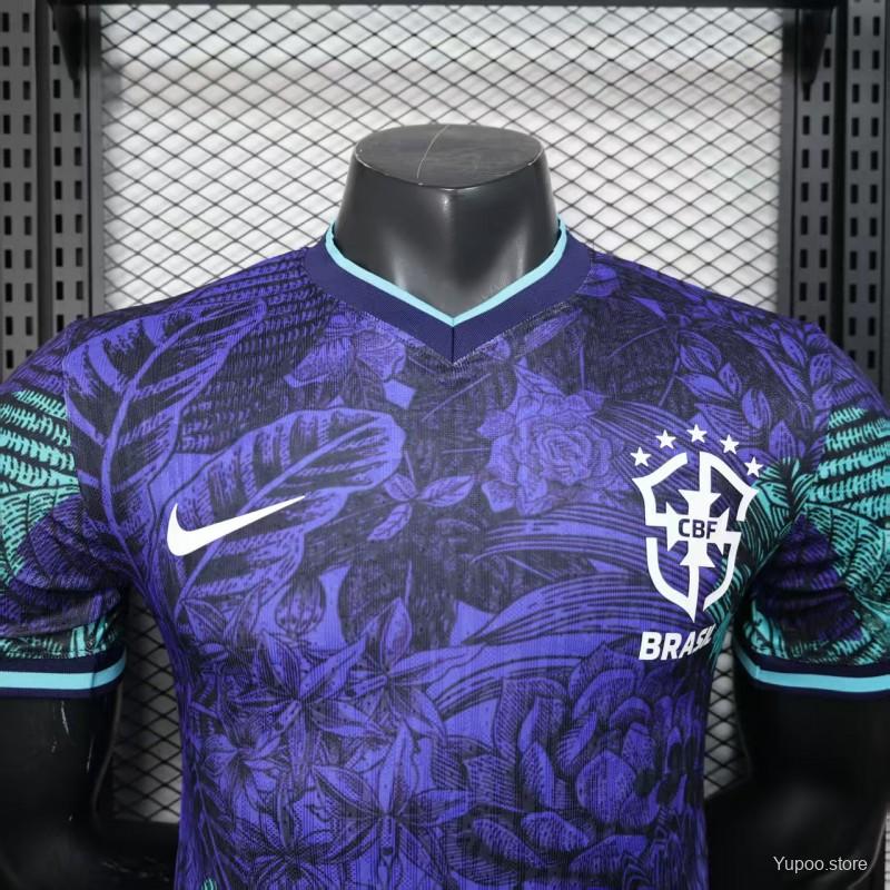 0d44c04e3aab141f.jpg Player Version 2025 Brazil Purple with Tropical Leaf Pattern Jersey - Image 3