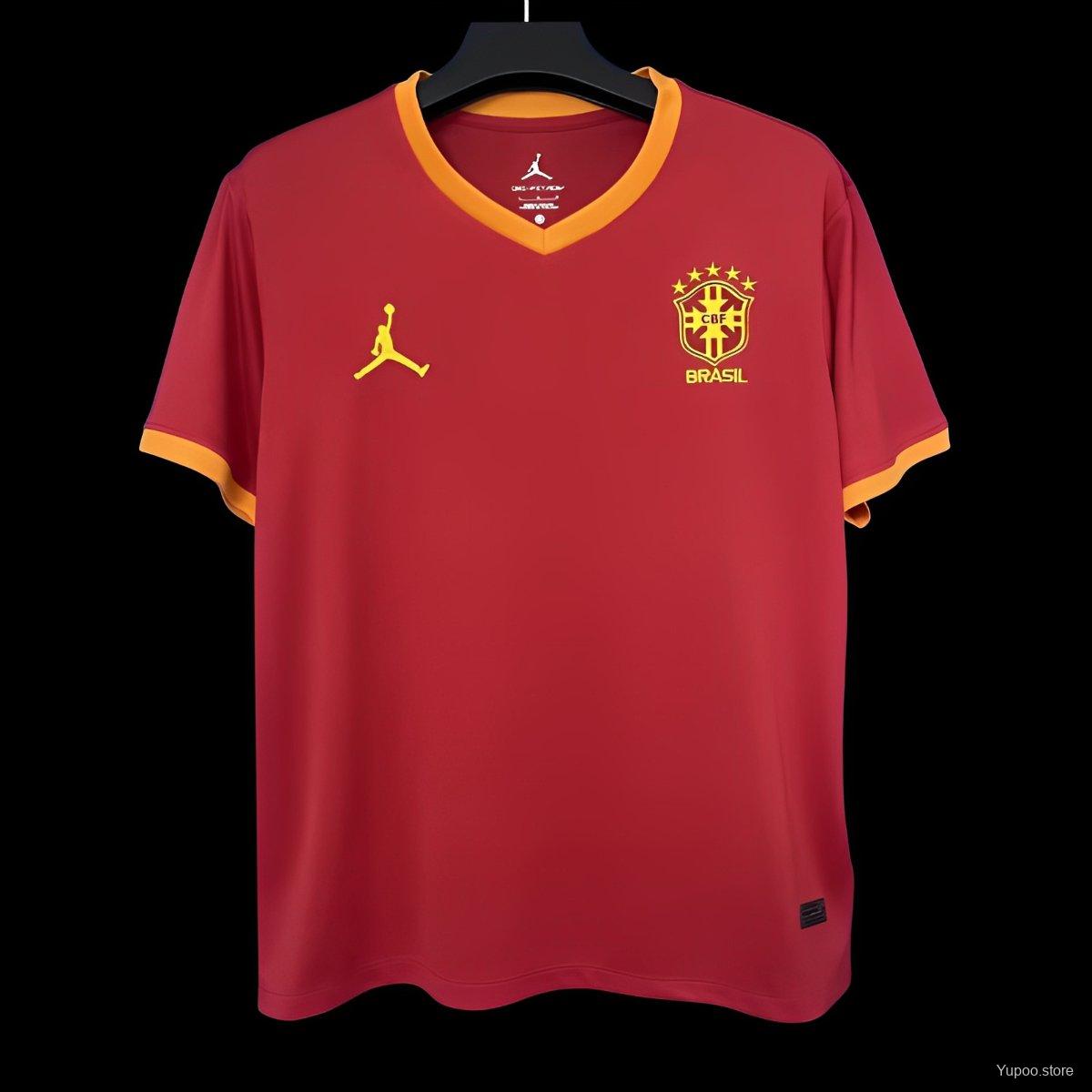 22bfb8aff0627a79670a62e4.jpg 2025 Brazil Jordan Red Pre-Match Jersey - Image 1