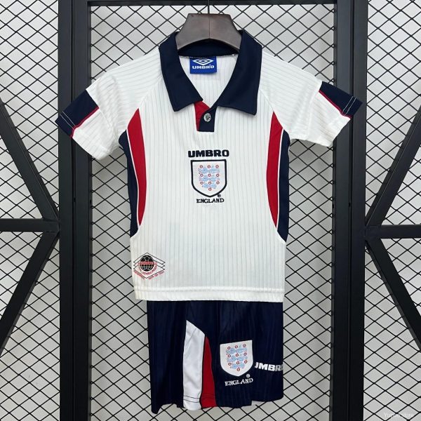 Retro 1998 Kids England Home Size 16-28 Jersey