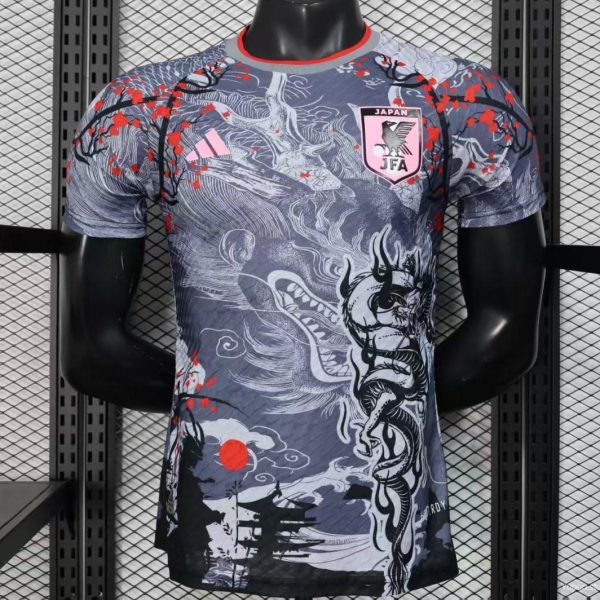 Player Version 2025 Japan Gray with Traditional Dragon and Cherry Blossom Pattern Jersey