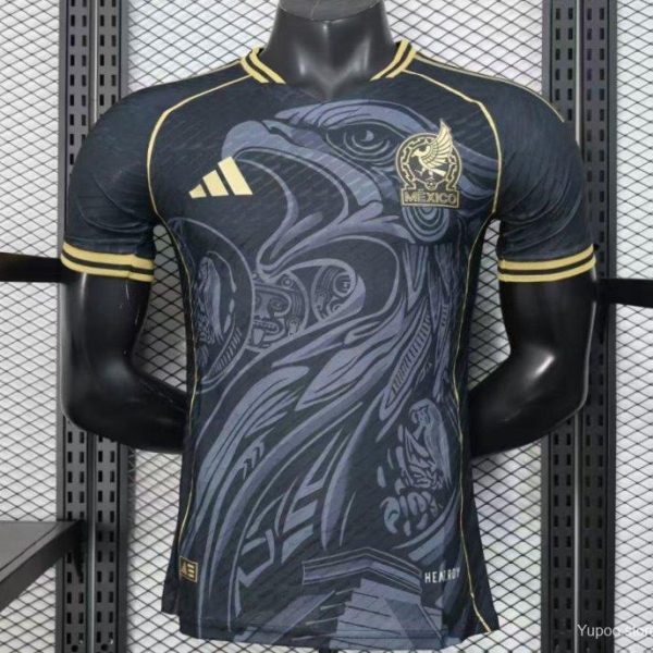 Player Version 2025 Mexico Black with Eagle Feather Pattern Jersey