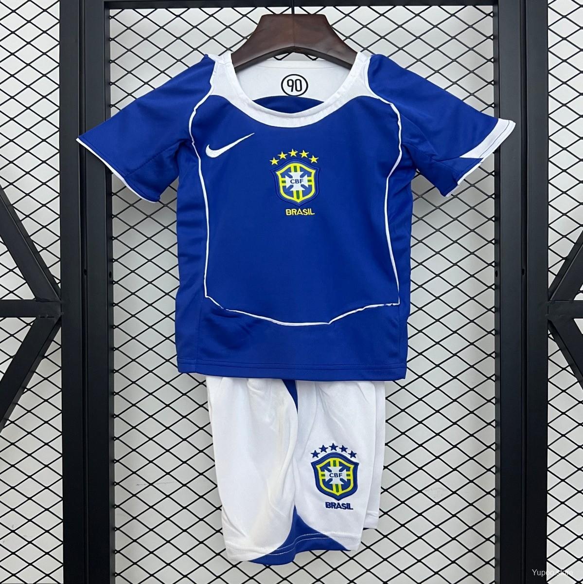 35b3663468dcfde7de190658.jpg Retro 2004 Kids Brazil Away Size 16-28 Jersey - Image 1