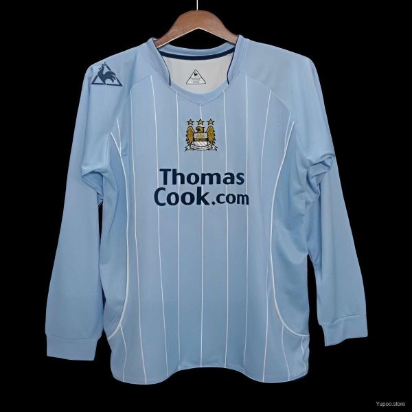 Retro 07/08 Manchester City Home Long Sleeve Soccer Jersey