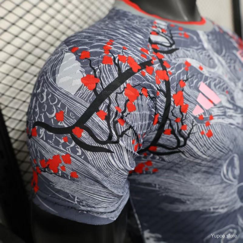 41e5827ba6a3434d.jpg Player Version 2025 Japan Gray with Traditional Dragon and Cherry Blossom Pattern Jersey - Image 9