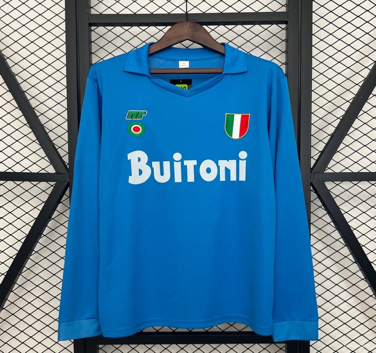 79d29db536838d0304a37cdb.jpg 87/88 Retro Long Sleeve Napoli Home Jersey - Image 1