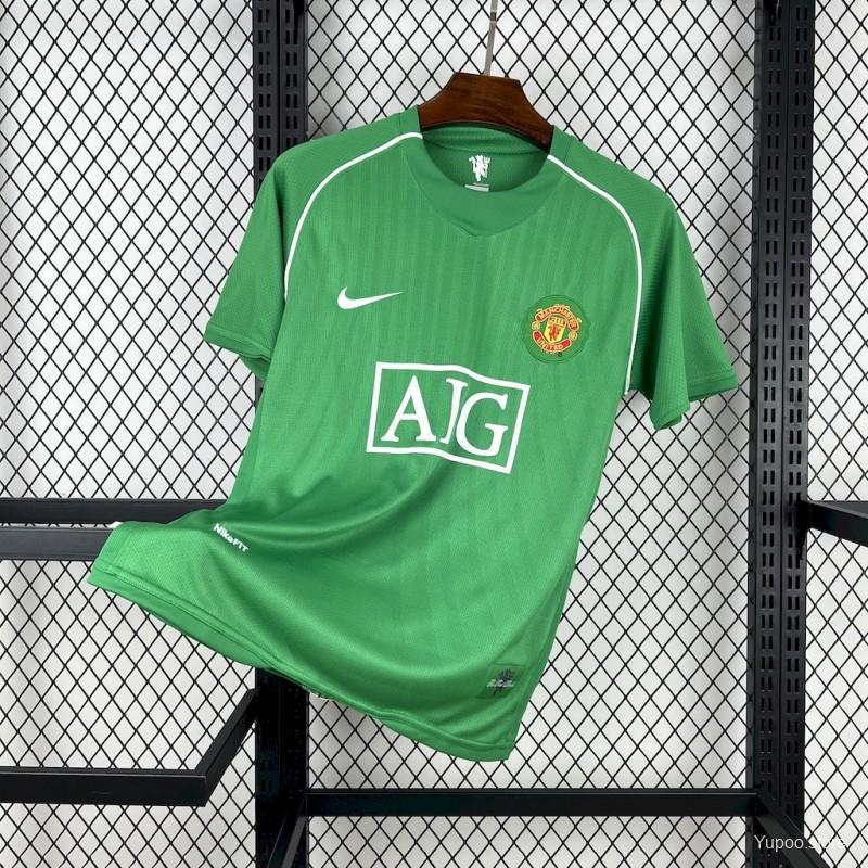 8df736bc4478b12e.jpg 2007/08 Manchester United Green Goalkeeper Retro Jersey - Image 1