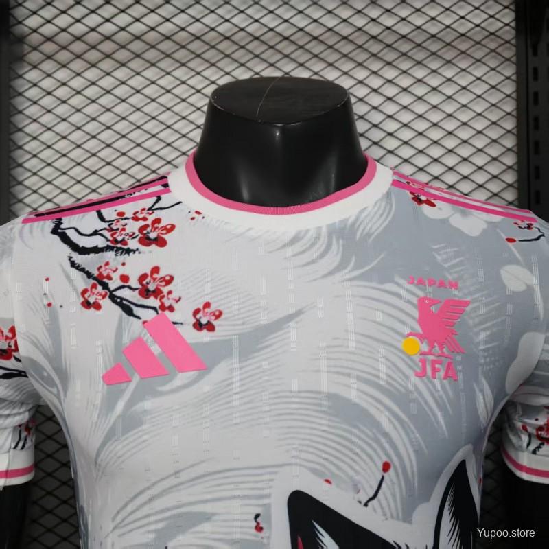 bf85d67e4f1be428.jpg Player Version 2025 Japan White with Fox and Cherry Blossom Pattern Jersey - Image 4