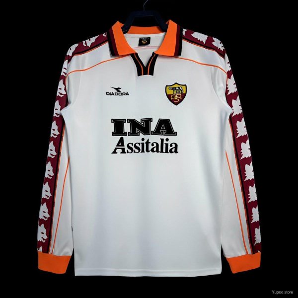 Retro 98/99 Roma Away White Long Sleeve Jersey