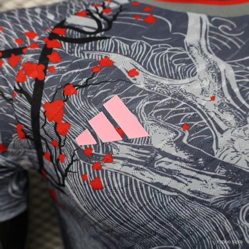 cfa7ded619f6f659.jpg Player Version 2025 Japan Gray with Traditional Dragon and Cherry Blossom Pattern Jersey - Image 7