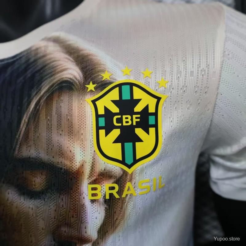 d9845ac322013500.jpg Player Version 2025 Brazil White with Jesus Praying Portrait Jersey - Image 3