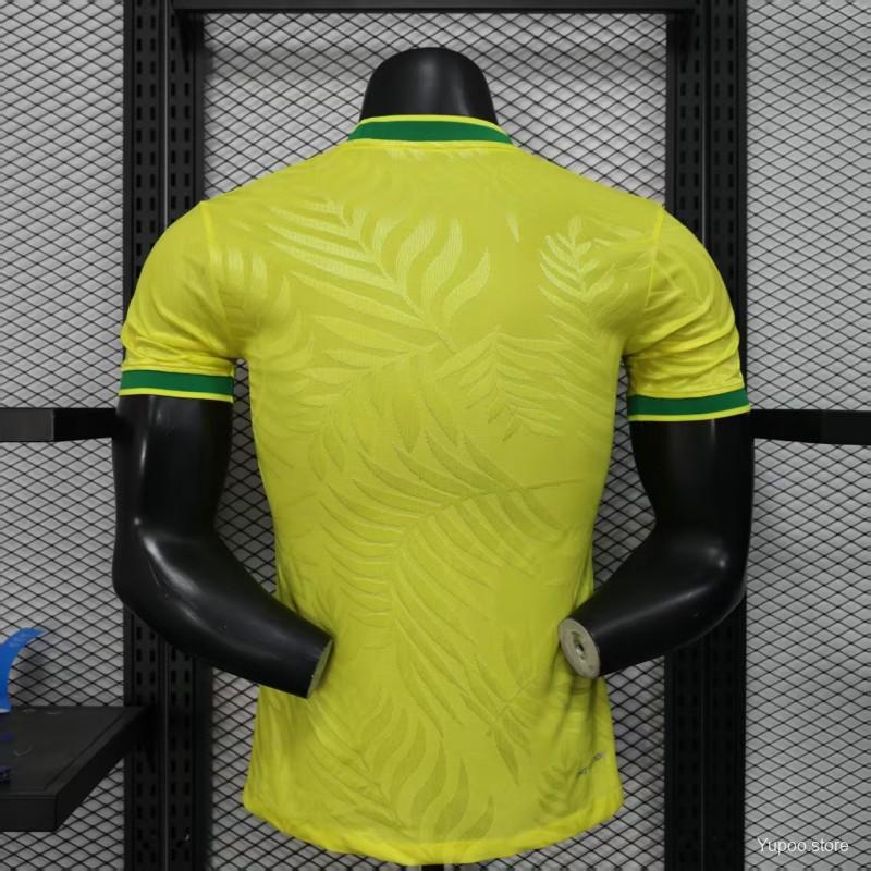 e2e1e42971725a2c.jpg Player Version 2025 Brazil Yellow with Green Animal Pattern Jersey - Image 6