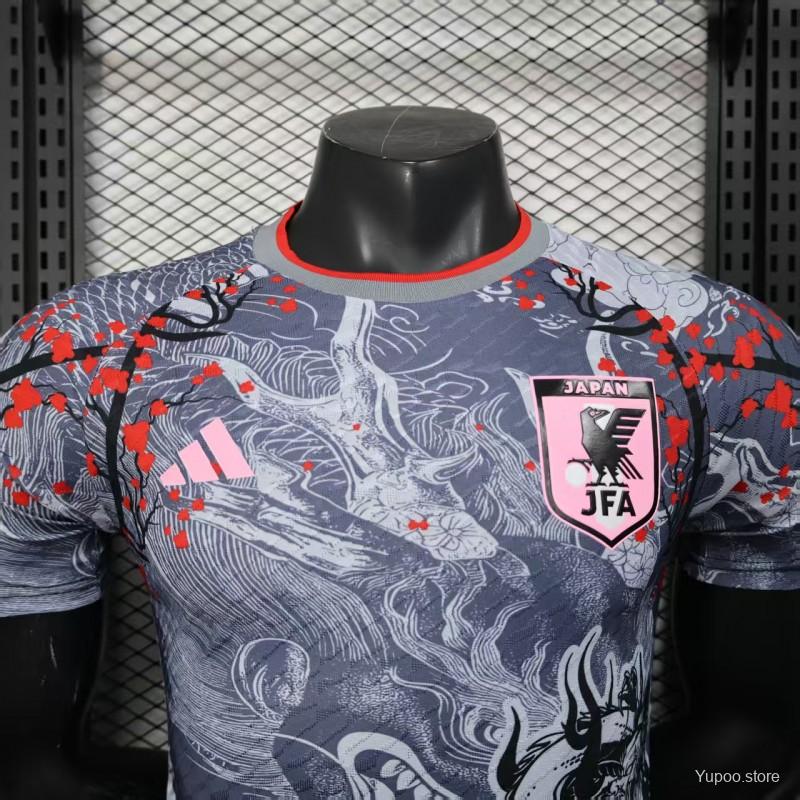 ed48cba393b00597.jpg Player Version 2025 Japan Gray with Traditional Dragon and Cherry Blossom Pattern Jersey - Image 3