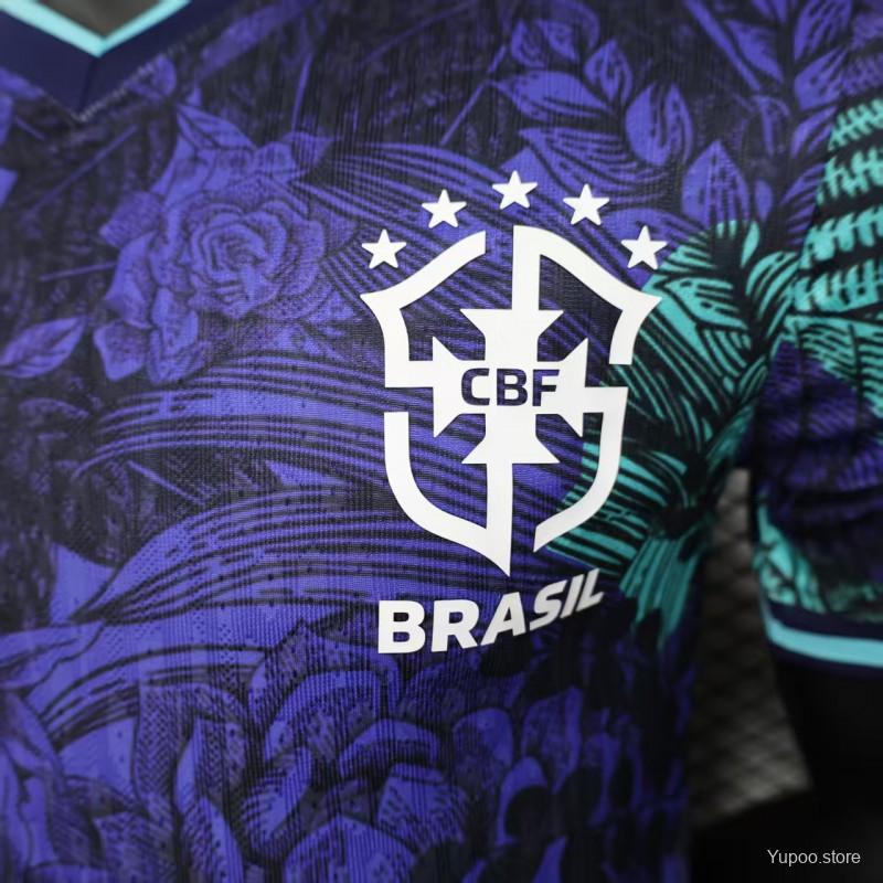 f9aa03ceb756d64b.jpg Player Version 2025 Brazil Purple with Tropical Leaf Pattern Jersey - Image 4