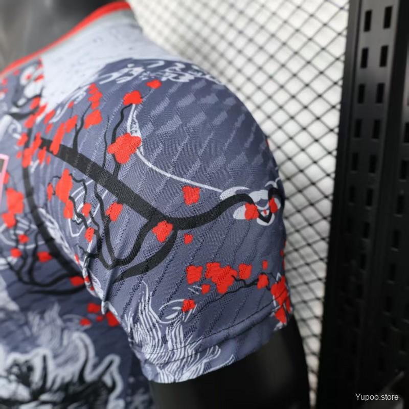 ff2eba89d3fc7cd8.jpg Player Version 2025 Japan Gray with Traditional Dragon and Cherry Blossom Pattern Jersey - Image 8