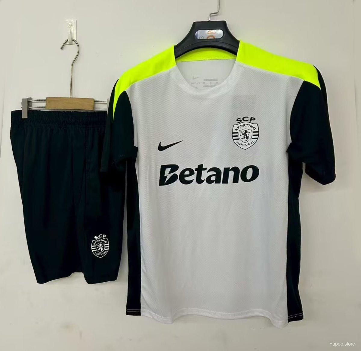 18fc48dfe200f168bf932b2a.jpg 25/26 Sporting Lisbon Pre-match Training Jersey Off-white+Shorts - Image 1
