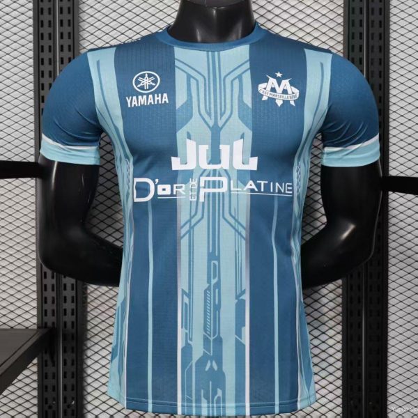 Player Version 25/26 Olympique de Marseille Blue with Geometric Stripes Jersey