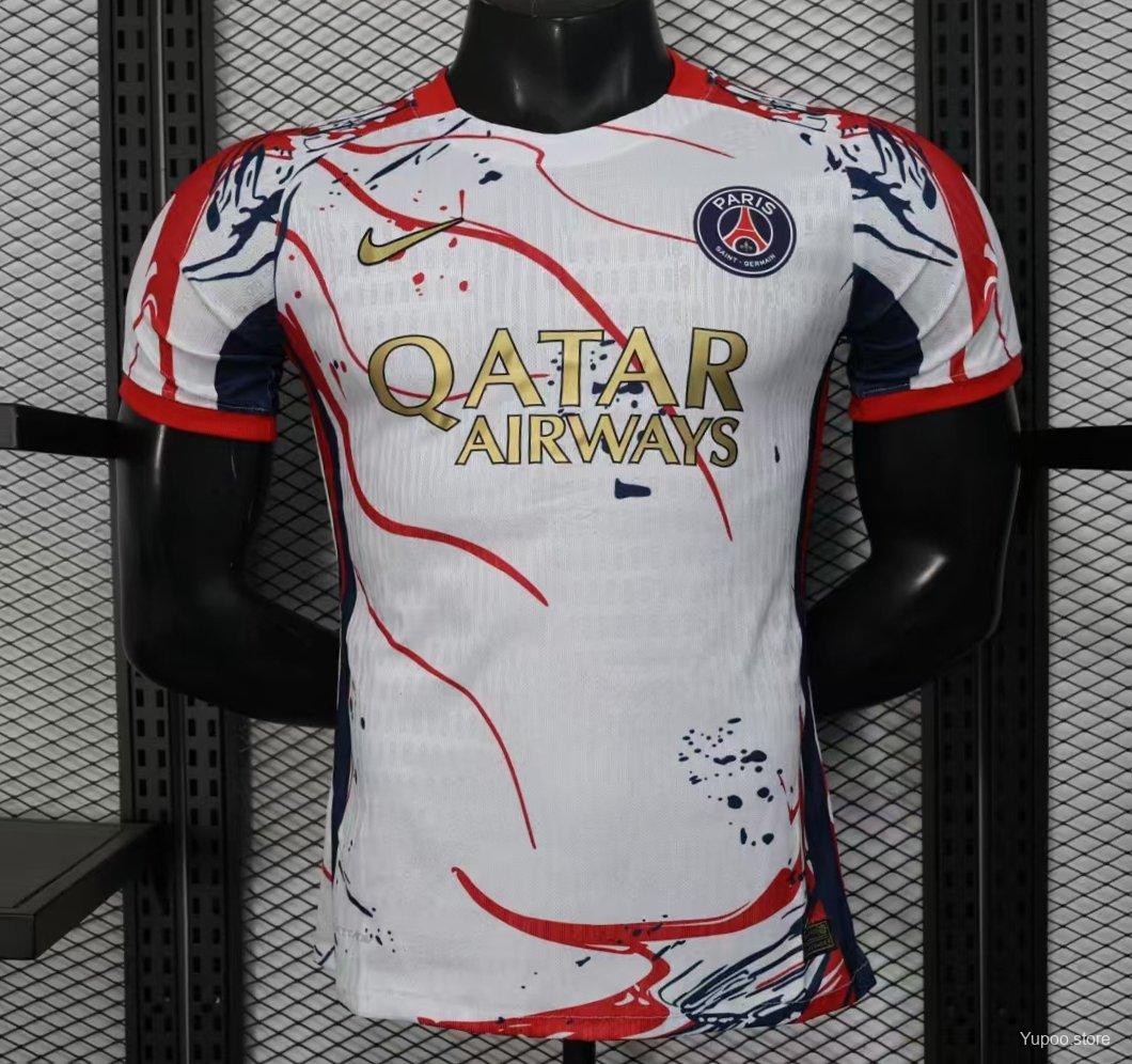 2dee98c45403c32f0a6c9930.jpg Player Version 25/26 PSG/Paris Saint-Germain White with Abstract Art Pattern Jersey - Image 1