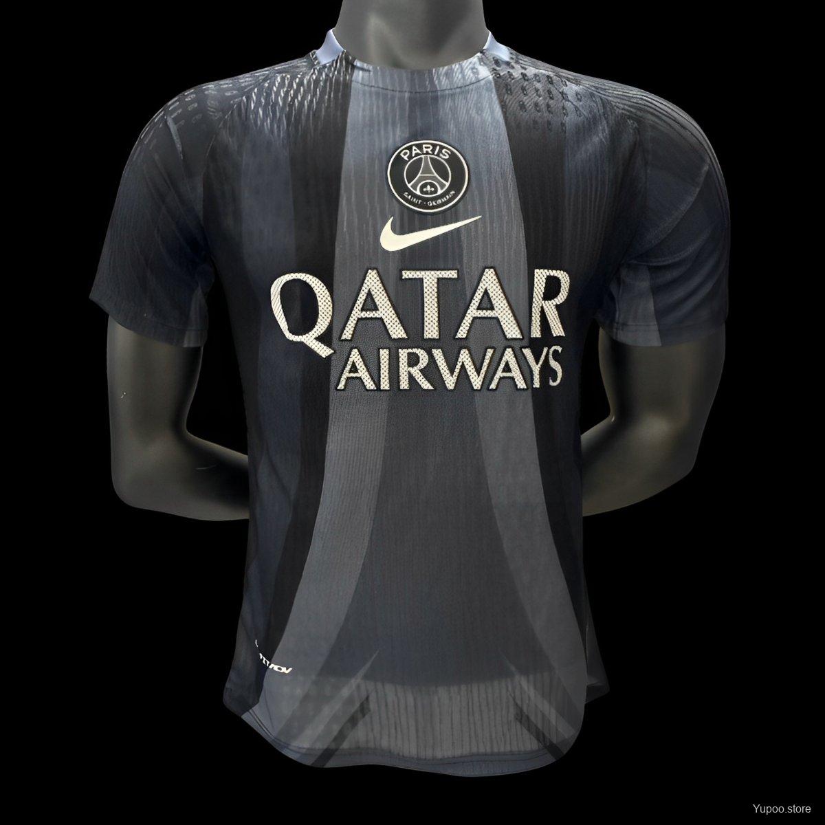 3bdf720d1ef8a6c35ede045b.jpg Player Version 25/26 PSG Black with Vertical Stripe Pattern Jersey - Image 1