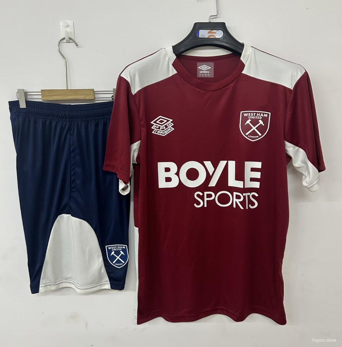 54eb9737187c9463de335955.jpg 25/26 West Ham United Training Jersey Red+ Shorts - Image 1