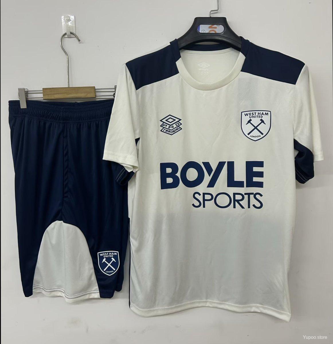 59b6c01d8e4face1530ea720.jpg 25/26 West Ham United Training Jersey Beige+ Shorts - Image 1