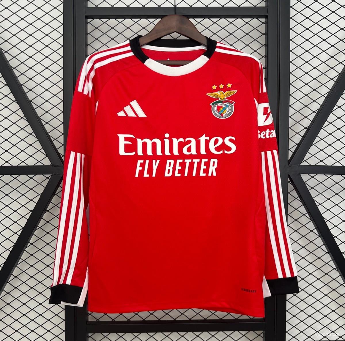 6aeb7fdaa5c907e392aaccbb.jpg 25/26 Long Sleeve Benfica Home Jersey - Image 1