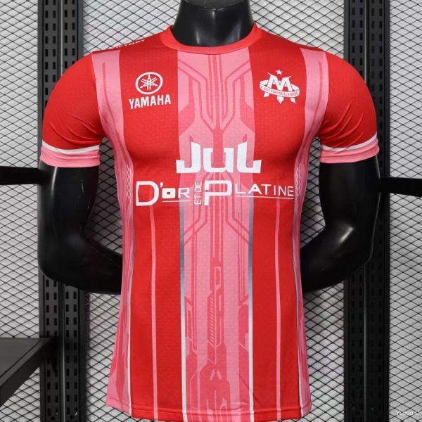 Player Version 25/26 Olympique de Marseille Red with Vertical Stripes Jersey