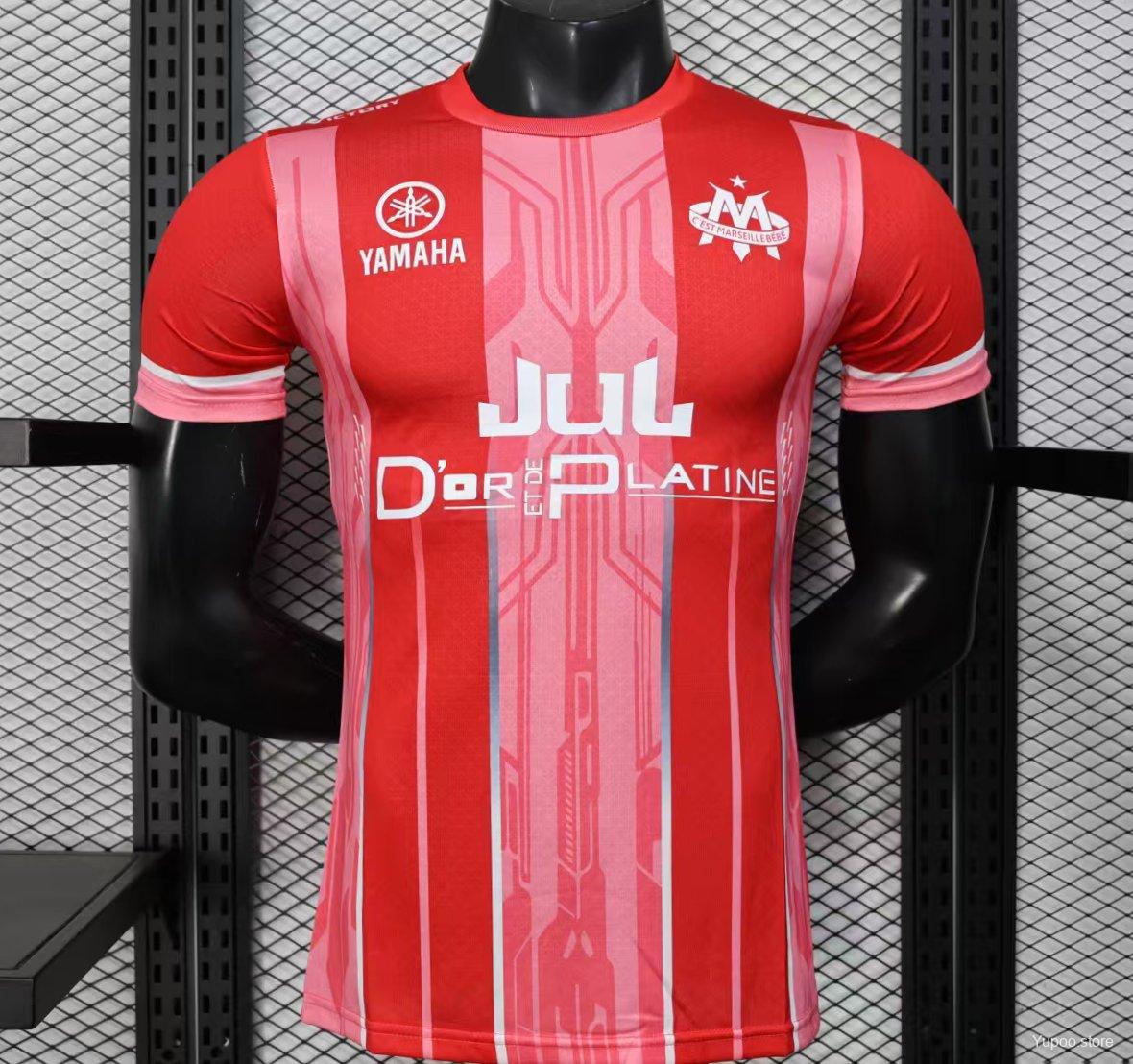 754adef5476c4426fd895bee.jpg Player Version 25/26 Olympique de Marseille Red with Vertical Stripes Jersey - Image 1