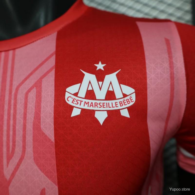 7840b2634d9df5b2.jpg Player Version 25/26 Olympique de Marseille Red with Vertical Stripes Jersey - Image 4