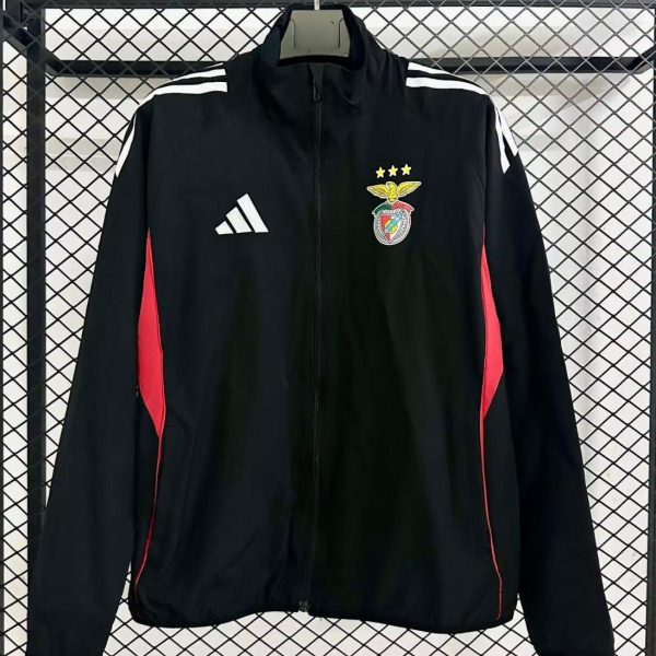 25/26 Benfica BLACK Full Zipper Windbreaker