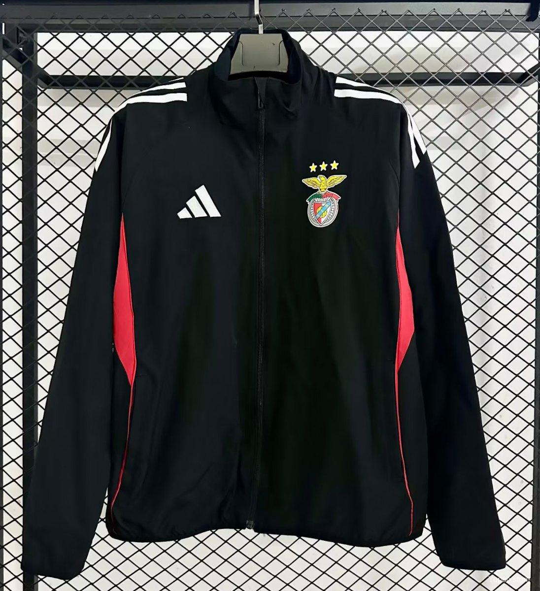 7b67b84f44470153aa3f444d.jpg 25/26 Benfica BLACK Full Zipper Windbreaker - Image 1