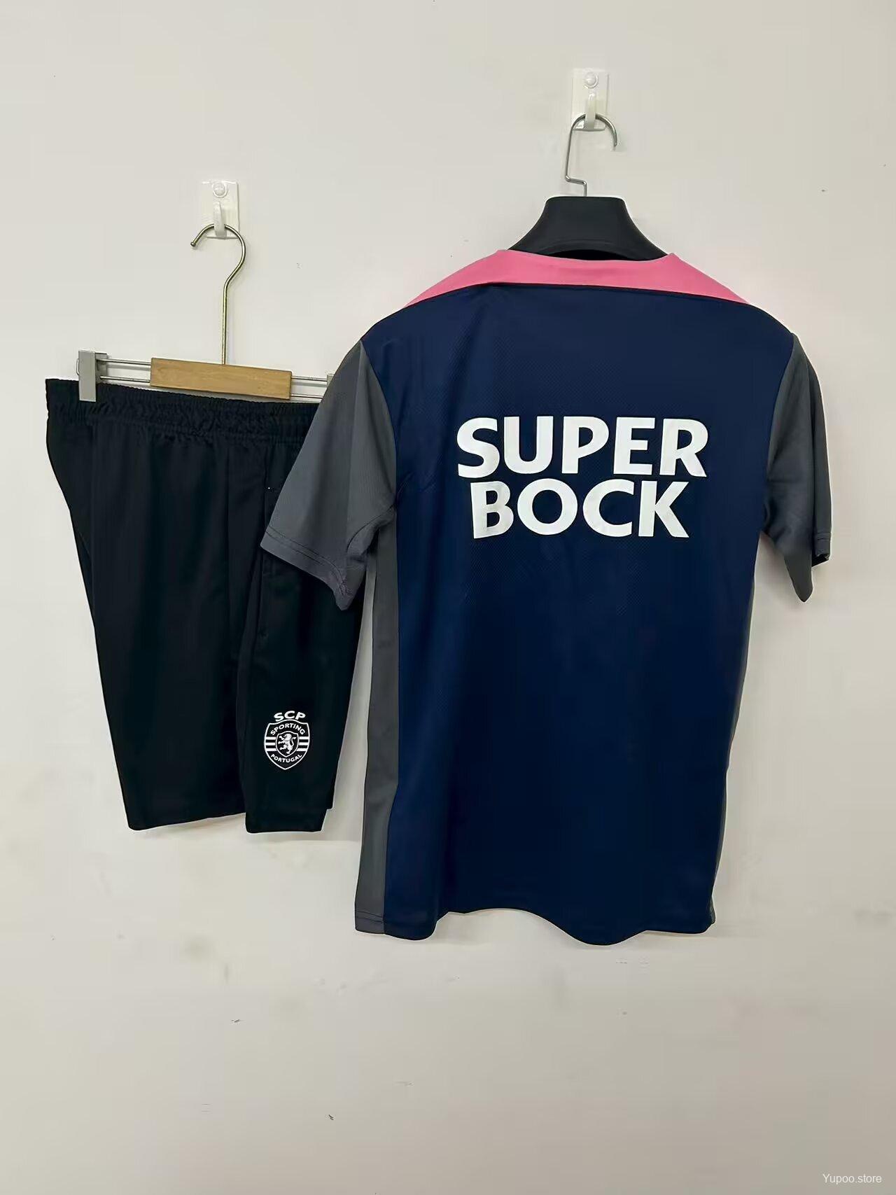 8b542768a464462f.jpg 25/26 Sporting Lisbon Pre-match Training Navy Jersey +Shorts - Image 3