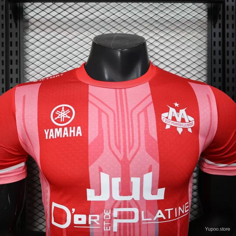 a8674bed0f088e2c.jpg Player Version 25/26 Olympique de Marseille Red with Vertical Stripes Jersey - Image 8