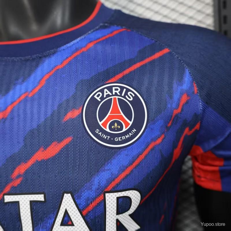 b762f8e8720c4172.jpg Player Version 25/26 PSG Paris Saint-Germain Blue with Red Lightning Pattern Jersey - Image 9