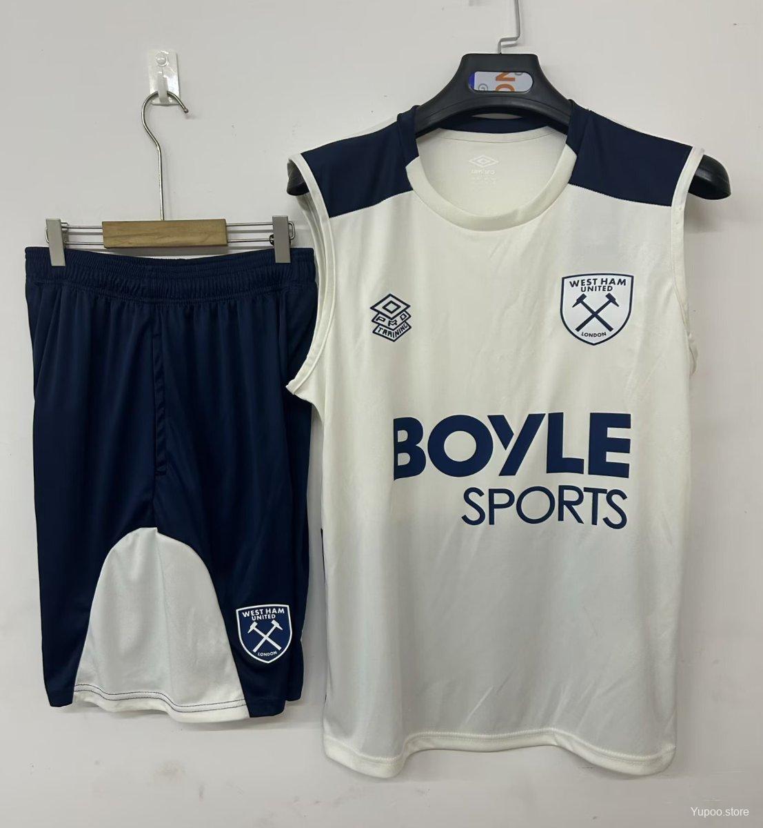 c2716c979983b89519670d45.jpg 25/26 West Ham United Vest Jersey Beige+ Shorts - Image 1