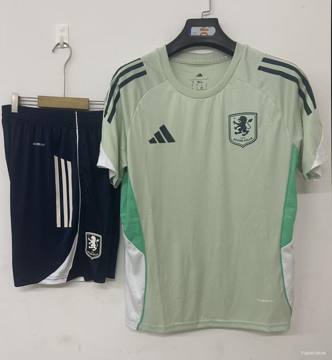 c5541d4ed740b39934a68351.jpg 25/26 Aston Villa Pre-Match Jersey Light Green+ Shorts - Image 1