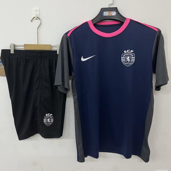 25/26 Sporting Lisbon Pre-match Training Jersey Navy Pink+Shorts