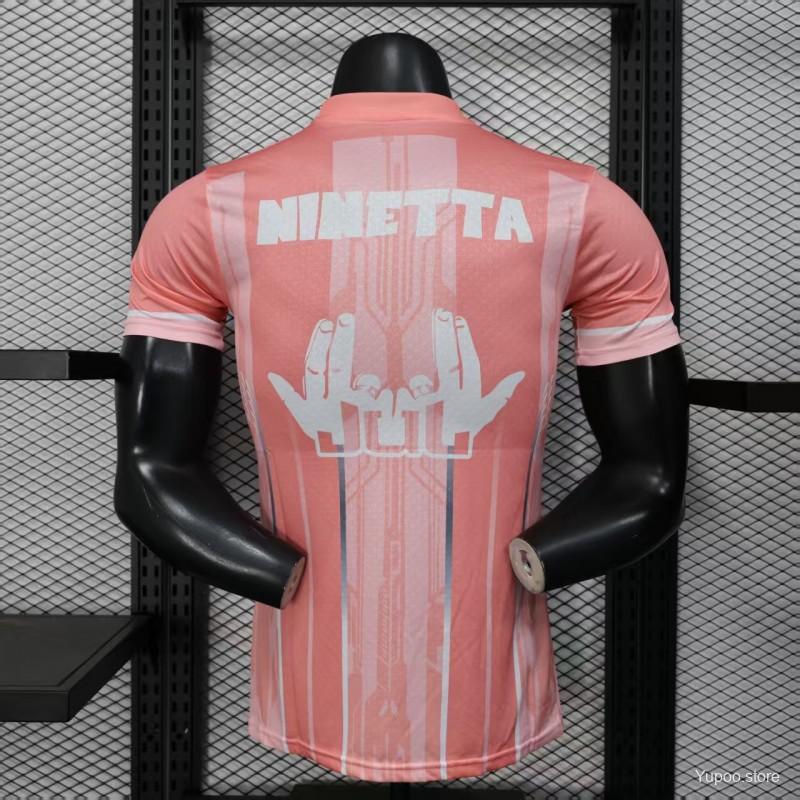 d5cb85b22cc5c244.jpg Player Version 25/26 Olympique de Marseille Pink with Geometric Pattern Jersey - Image 5