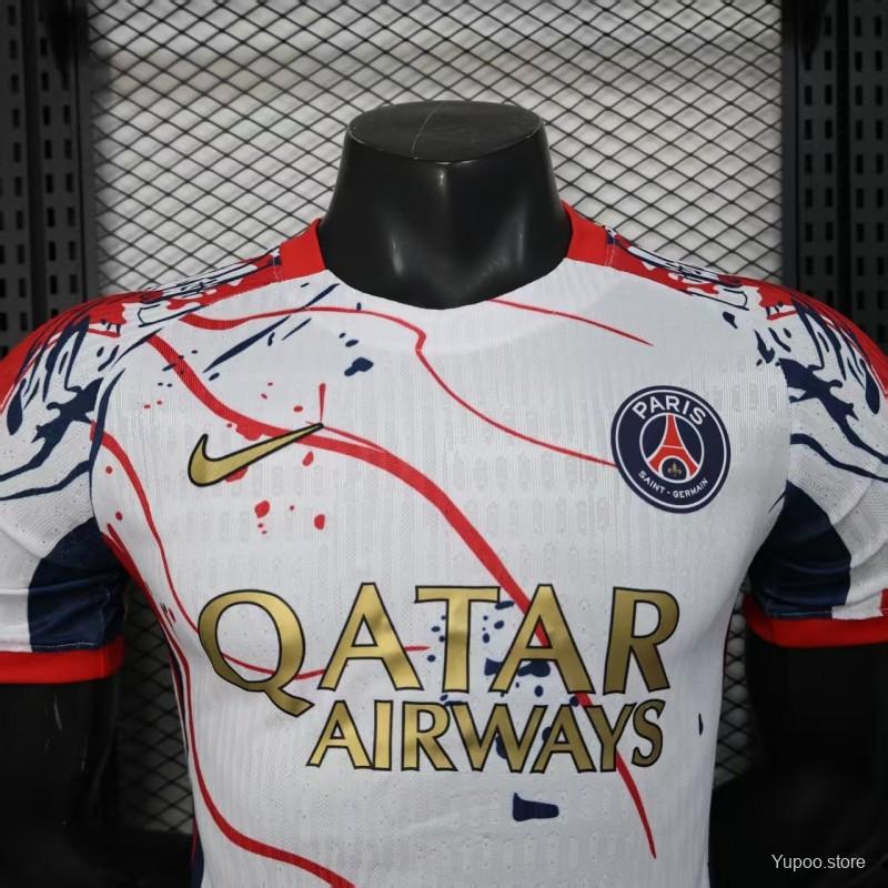 e85fca14e6c850b2.jpg Player Version 25/26 PSG/Paris Saint-Germain White with Abstract Art Pattern Jersey - Image 3