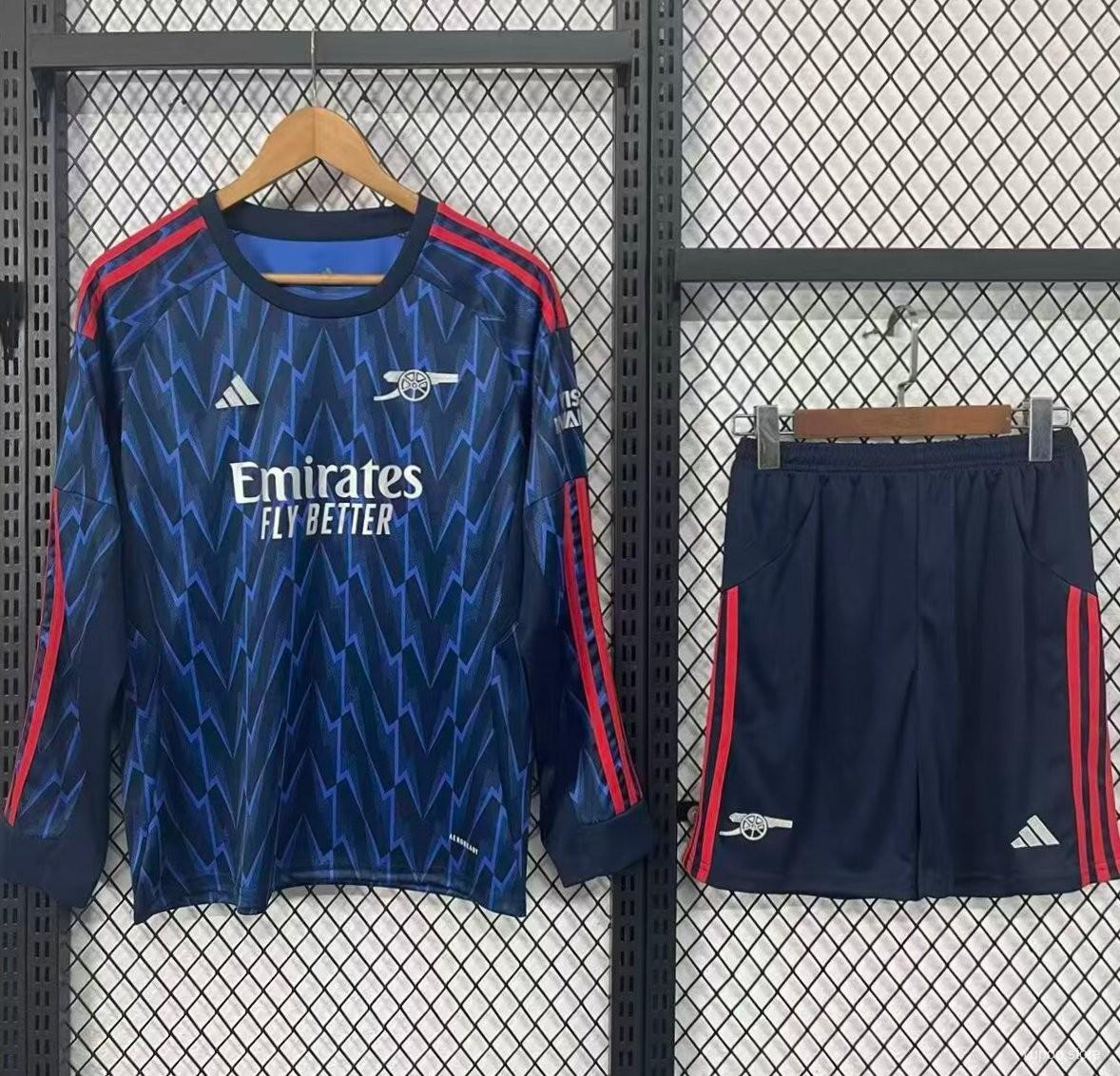 ed2a450ac90f2f3176193e0f.jpg 25/26 Kids Arsenal Away Long Sleeve Blue Jersey - Image 1